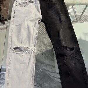 Black and White Distressed Men's Jeans